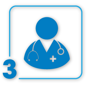 Icon of healthcare provider with numeral 3 in lower left