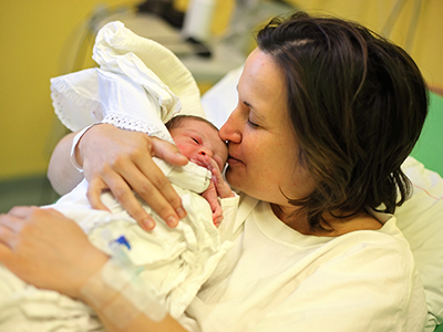 Mom and newborn baby