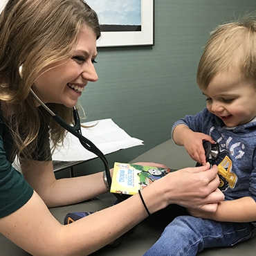 Healthcare provider with toddler