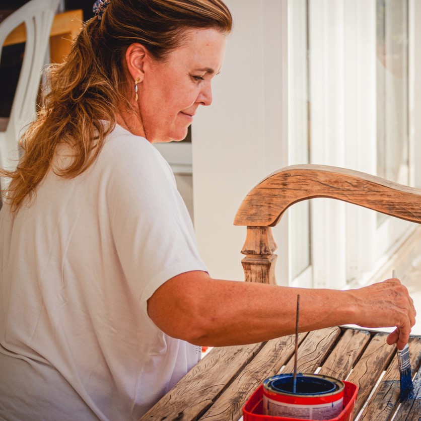 Painting woman coping with stress